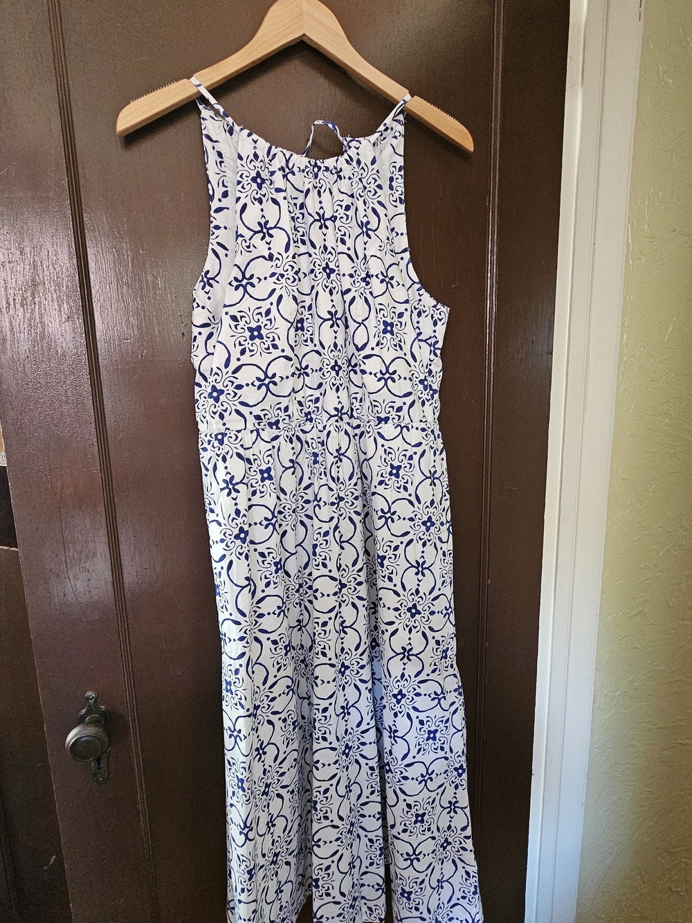 J. Crew Women's White & Blue Maxi Dress, Size 6